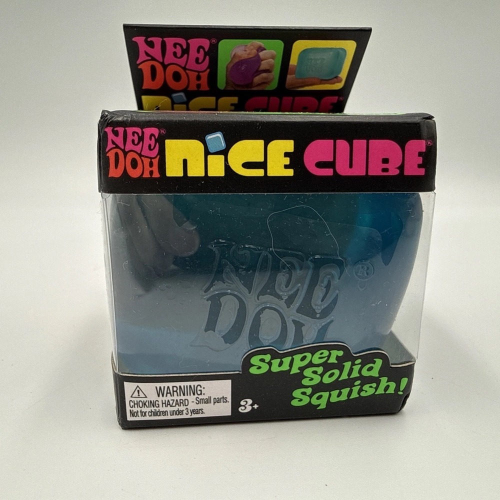 Original Nee Doh Nice Cube - Super Solid Squish! (Blue) - Factory Sealed Needoh